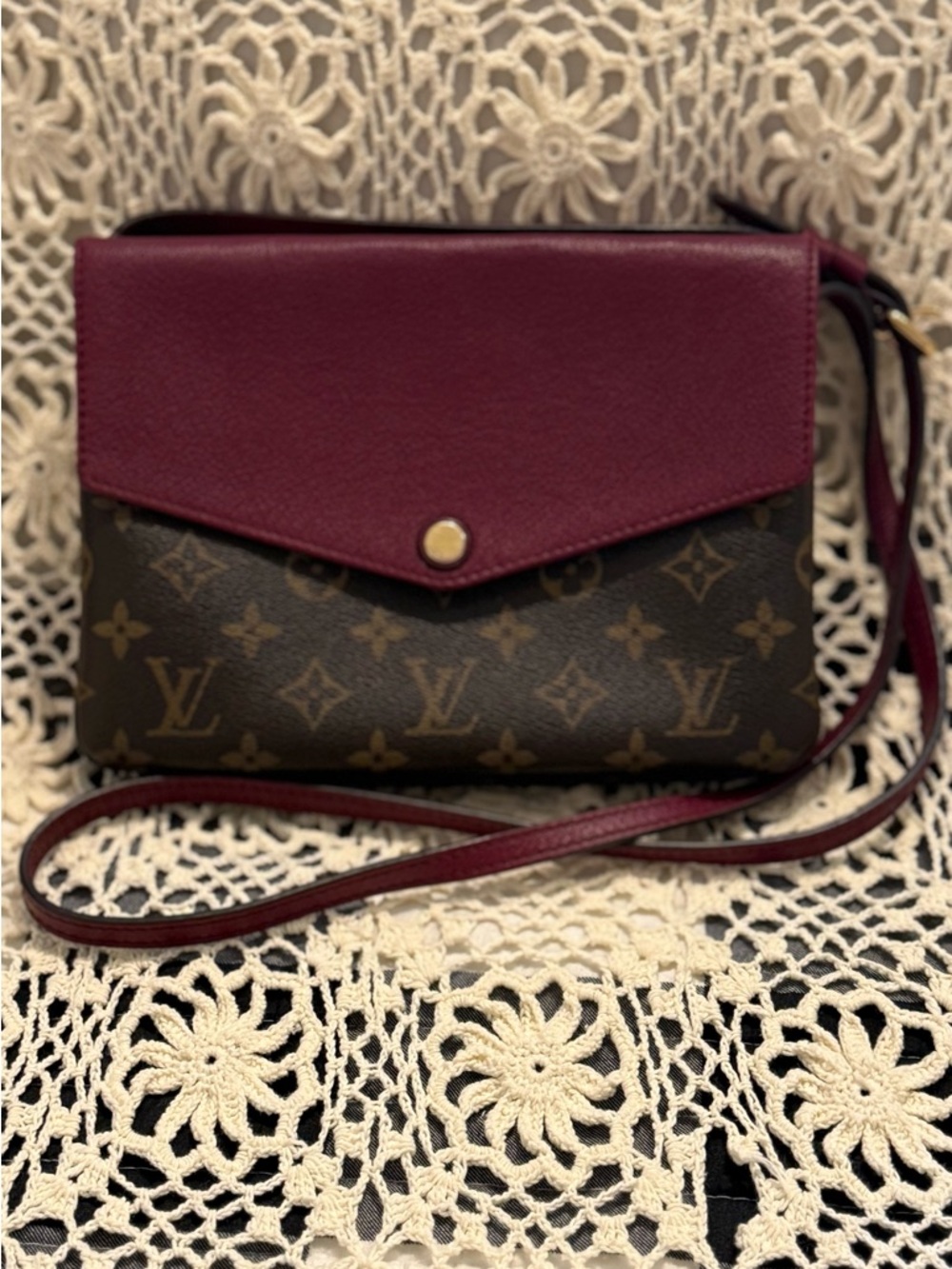 Louis Vuitton Monogram Canvas Twice in Burgundy